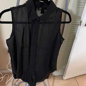 Woman black sheer material